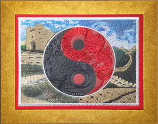 Ignition Drawing embroidery digitizing expert wins Wearables Apparel Design Award for textural dragon Yin Yang design