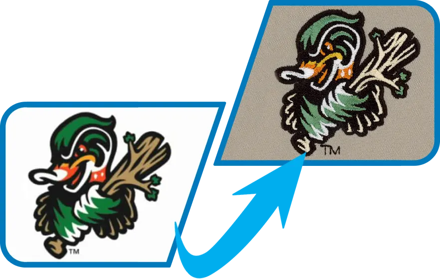 duck embroidery digitized