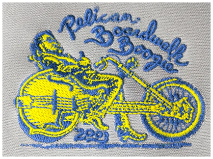 sample of standard sew-out proof for intricate embroidery digitizing project by Ignition Drawing