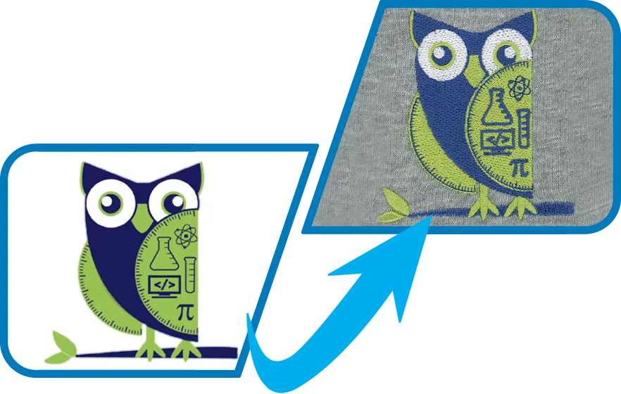 owl logo embroidery digitized