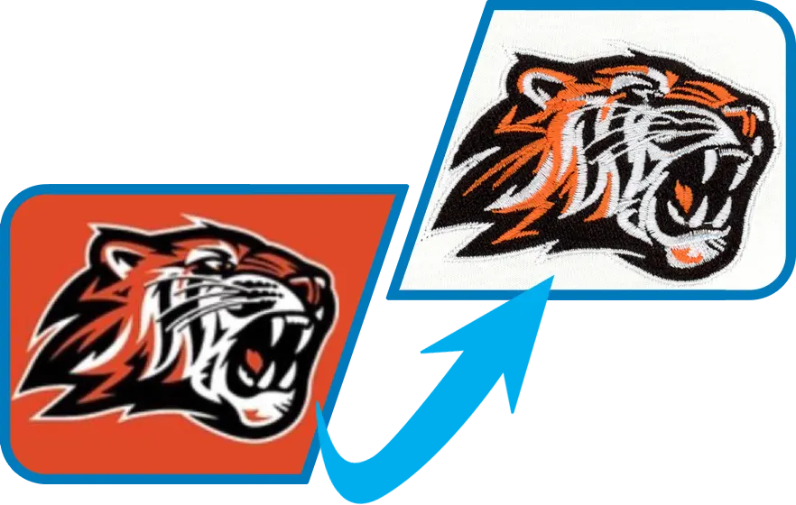 tiger logo embroidery digitized